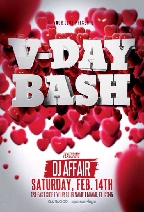 Valentine'S Day Party Flyer Template | Awesomeflyer Regarding Valentines Day Flyer Template Free