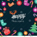 Vector Happy Holidays Lettering Design With Festive New Year Elements. Christmas Typography For Intended For Happy Holidays Card Template
