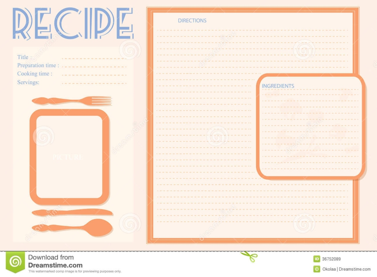 Vector Retro Recipe Card Layout Stock Vector – Illustration Of Blank, Instructions: 36752089 Within Restaurant Recipe Card Template