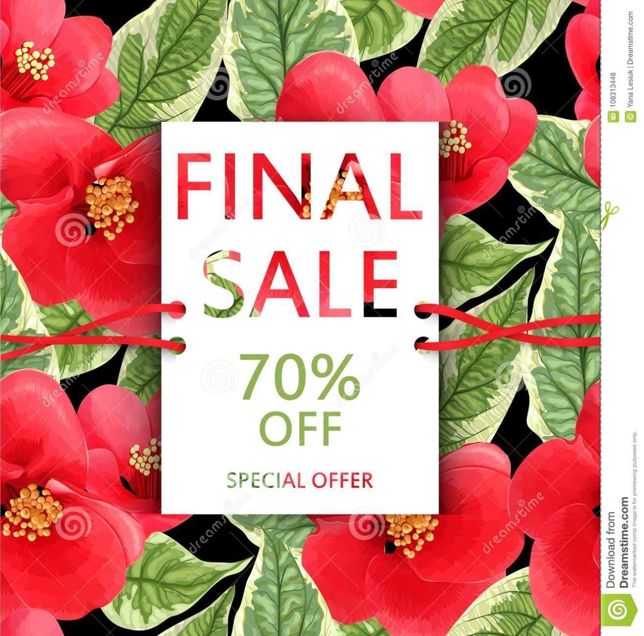Vector Sale Flyer With Tropical Flowers And Leaves. Botanical E Stock Vector – Illustration Of Within Plant Sale Flyer Template