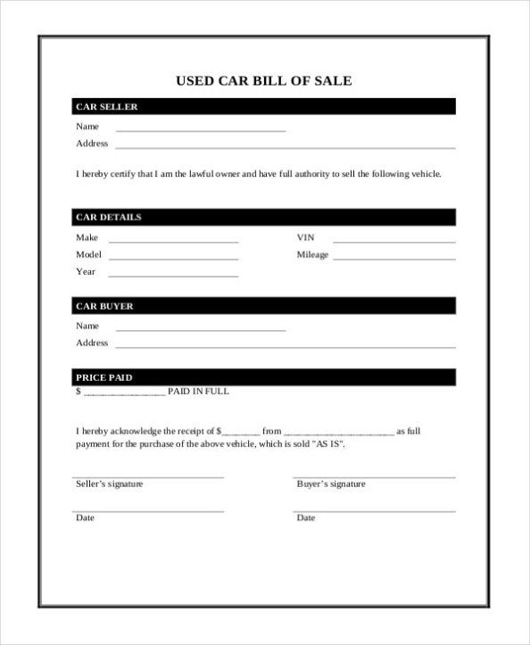 Vehicle Bill Of Sale Template - 14+ Free Word, Pdf Document Downloads Within Vehicle Bill Of Sale Template Word