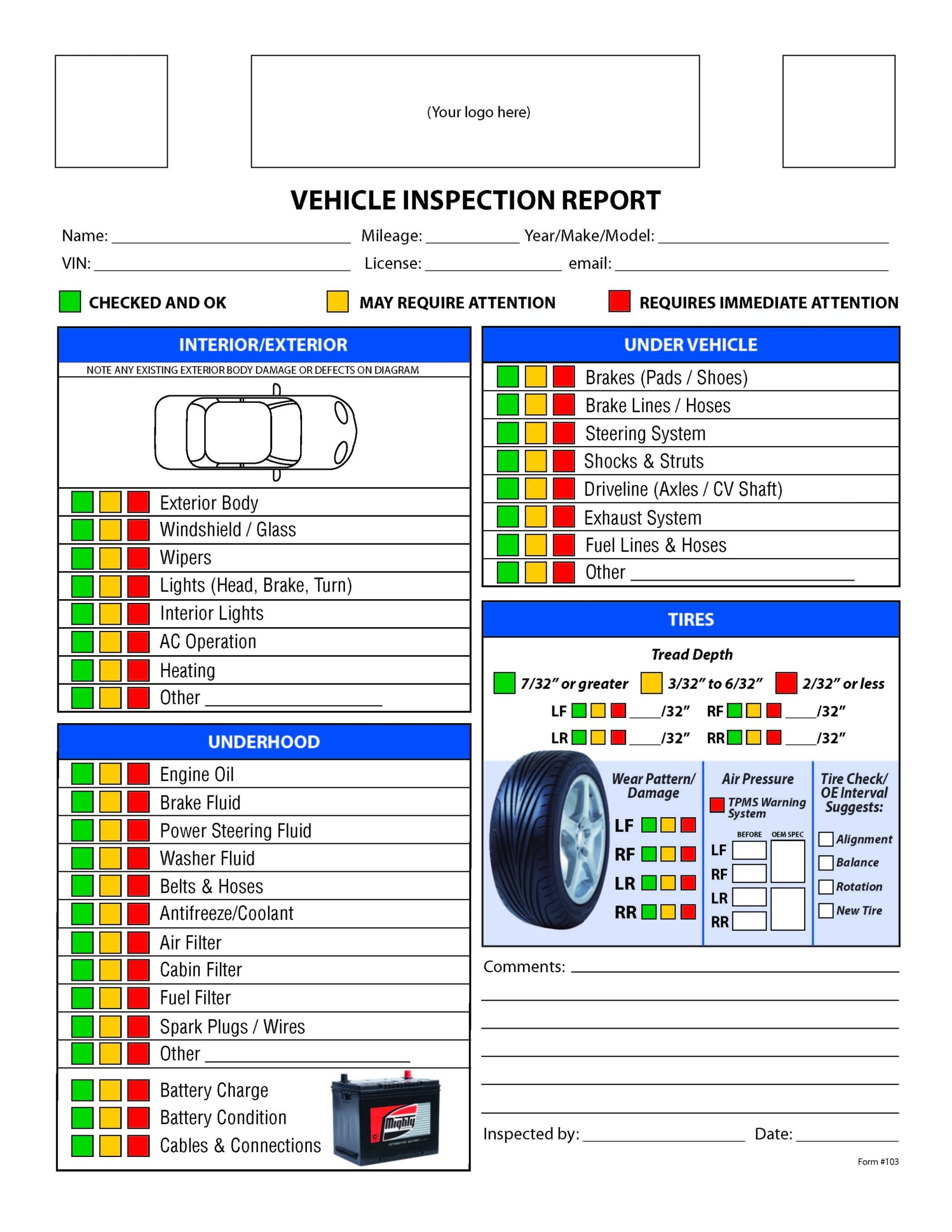 Vehicle Service Sheet Template – Planner Template Free For Vehicle Checklist Template Word
