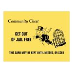 Vintage Monopoly Get Out Of Jail Postcard | Zazzle Inside Get Out Of Jail Free Card Template