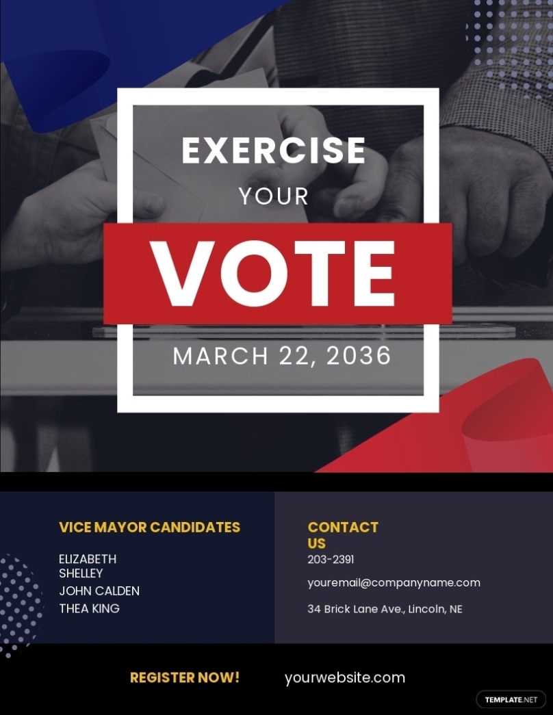 Vote Election Flyer Template - Illustrator, Indesign, Word, Apple Pages, Psd, Publisher Throughout Vote Flyer Template