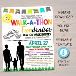 Walkathon Fundraiser Flyer School Community Fundraising Event | Etsy In Template For Fundraiser Flyer
