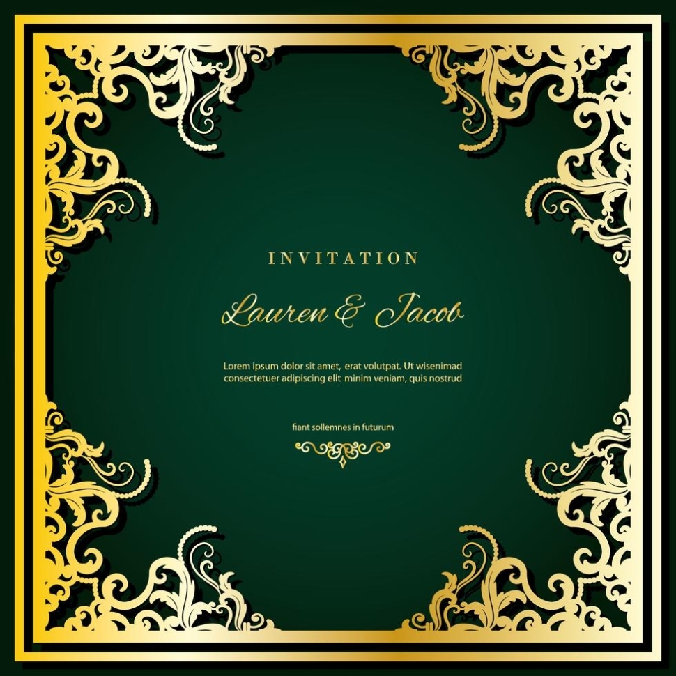 Wedding Invitation Card Template With Laser Cutting Frame. Square Filigree Cutout Envelope With Regard To Engagement Invitation Card Template