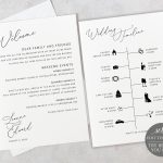 Wedding Itinerary Card Template, Minimalist Style, Editable & Printable Instant Download, Try Intended For Wedding Card Size Template