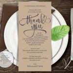 Wedding Place Setting Thank You Card Instant Download Throughout Place Card Setting Template