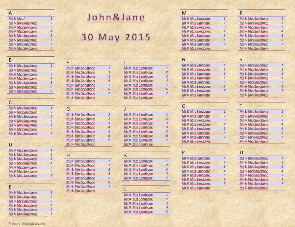 Wedding Seating Chart For Wedding Seating Chart Template Word