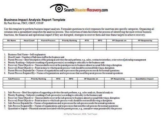 What Is Business Impact Analysis (Bia)? – Definition From Whatis For Business Analyst Report Template