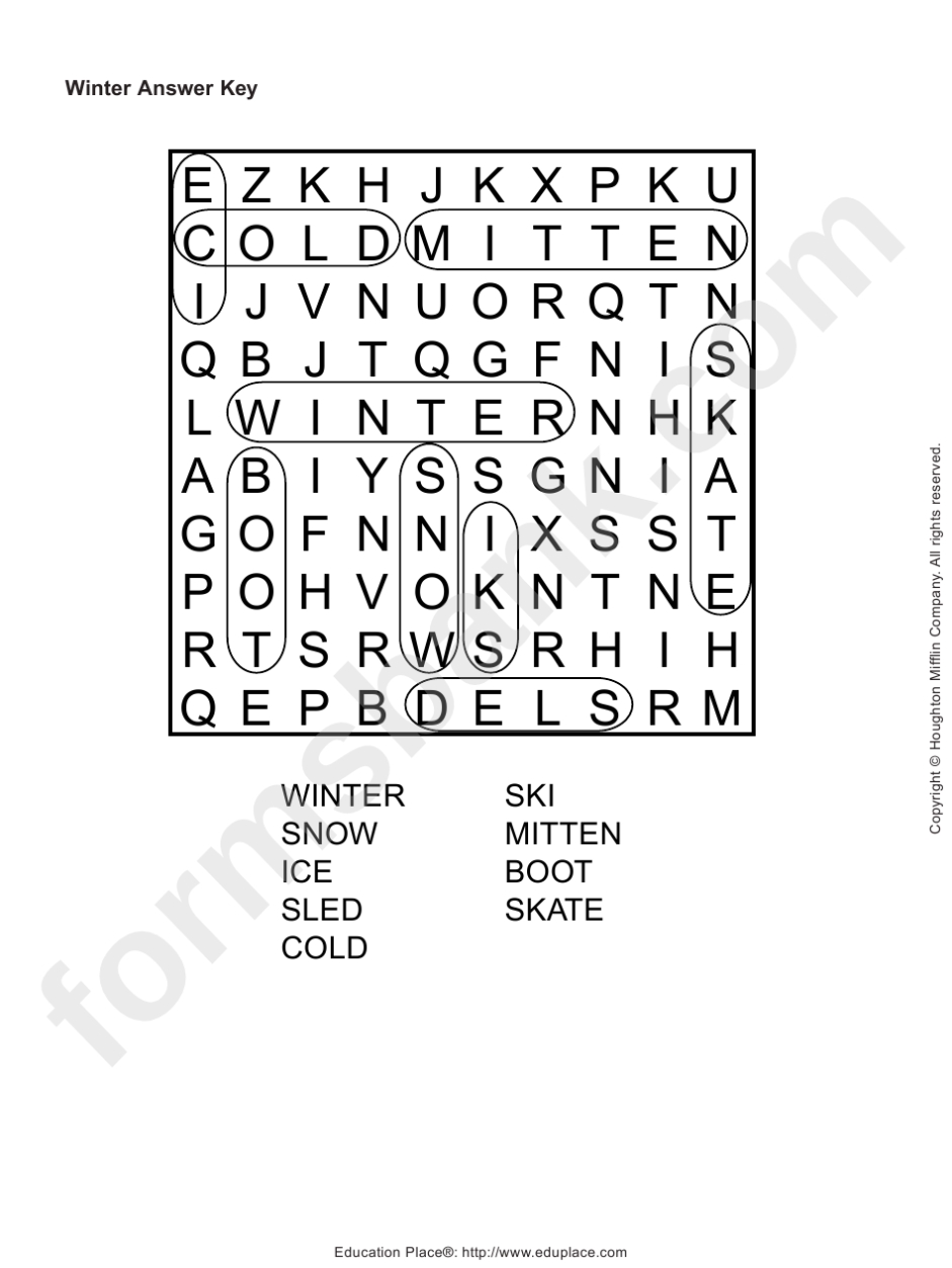 Winter Word Search Puzzle Template With Answers Printable Pdf Download inside Word Sleuth Template