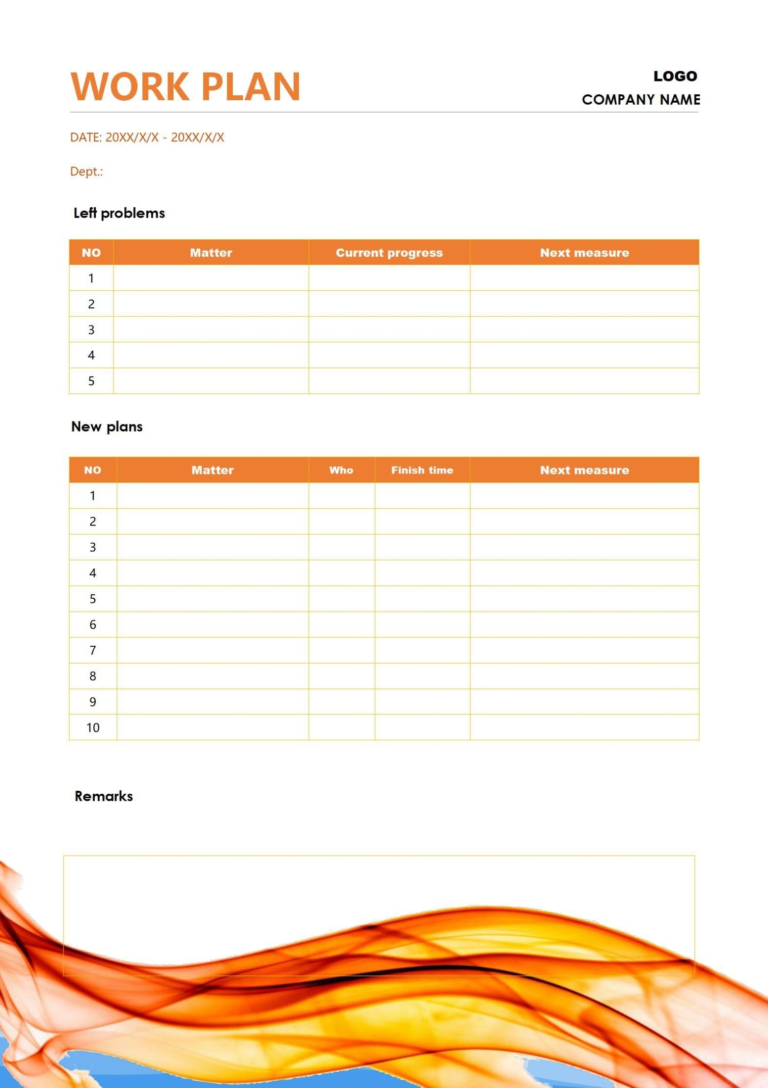 Word Of Fresh Warm Color Work Plan.docx | Wps Free Templates with regard to Work Plan Template Word