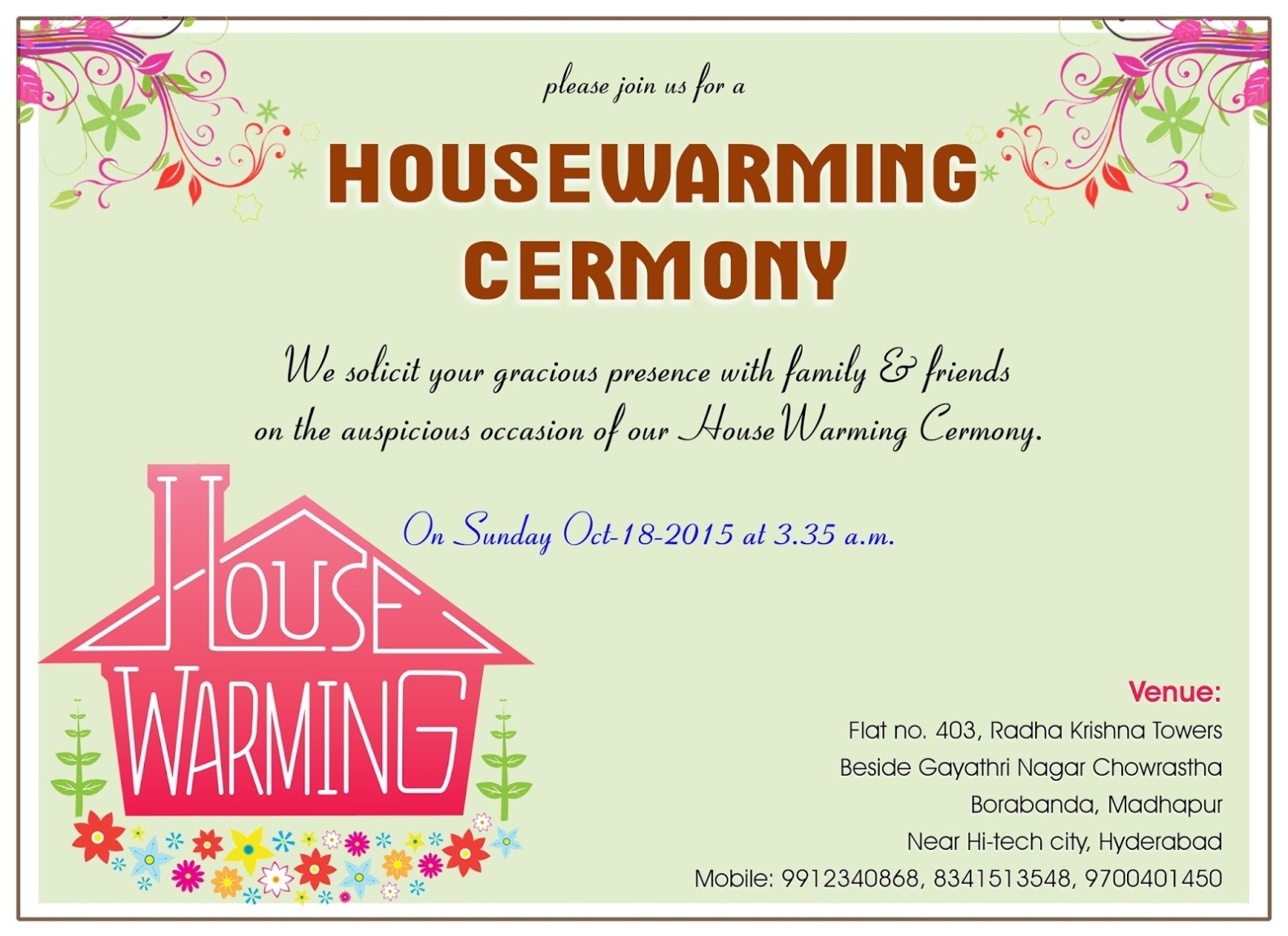 Www.ranjithgfx: House Warming Invitation Throughout Free Housewarming Invitation Card Template